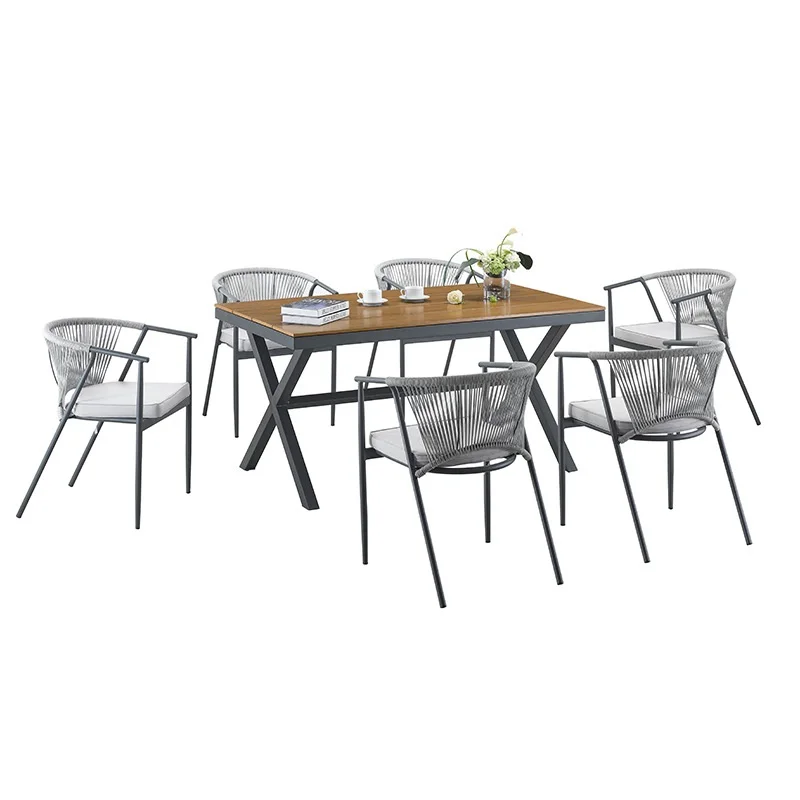 ！@Outdoor Courtyard Garden Leisure Sunproof Table and Chairs Balcony Indoor Milk Tea Shop Negotiation Combination Square Table