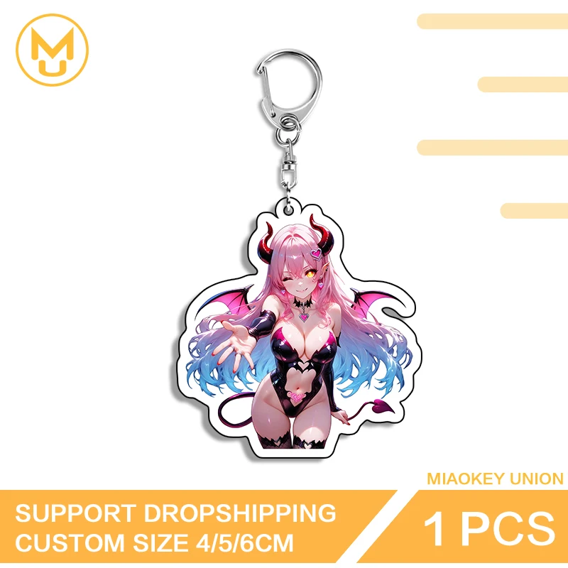 Alluring Pretty Demon Girl Anime Figure Edgy High Quality Ingenious Fancy Double Sided Key Chains Exquisite Costumes Jewelry