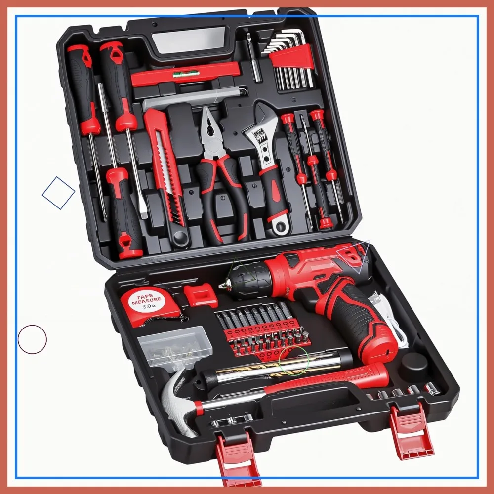 

Набор аккумуляторных дрелей 8 В, набор домашних инструментов из 132 предметов с перезаряжаемой батареей для проектов DIY