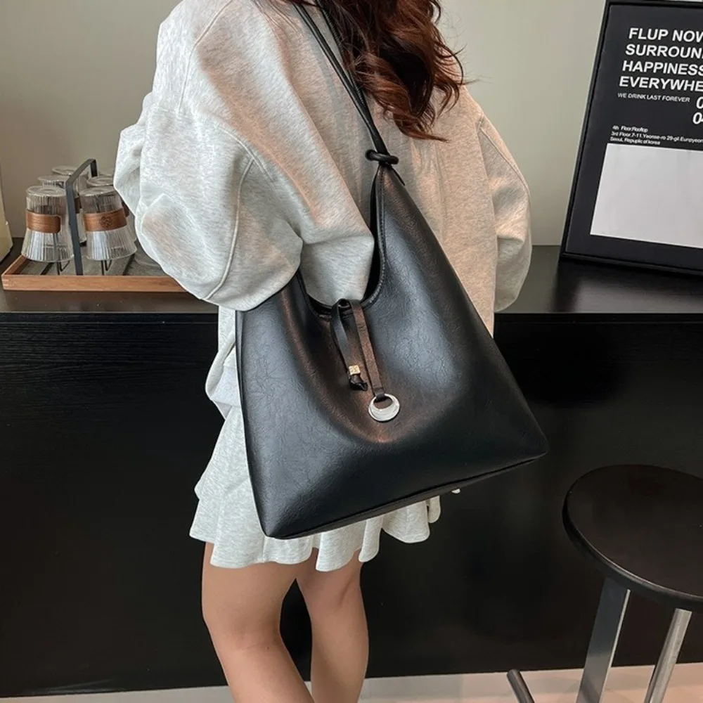 

Simple Y2k Underarm Bag with Inner Bag Large Capacity Single Shoulder Bag Hobo Bag Gothic PU Leather Tote Bag Women