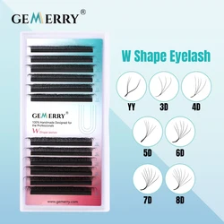 Gemerry 3D/4D/5D/6D/7D/8D W extensión de pestañas en forma de volumen prefabricado ventilador Natraul suave imitación visón negro mate pestañas herramientas de maquillaje