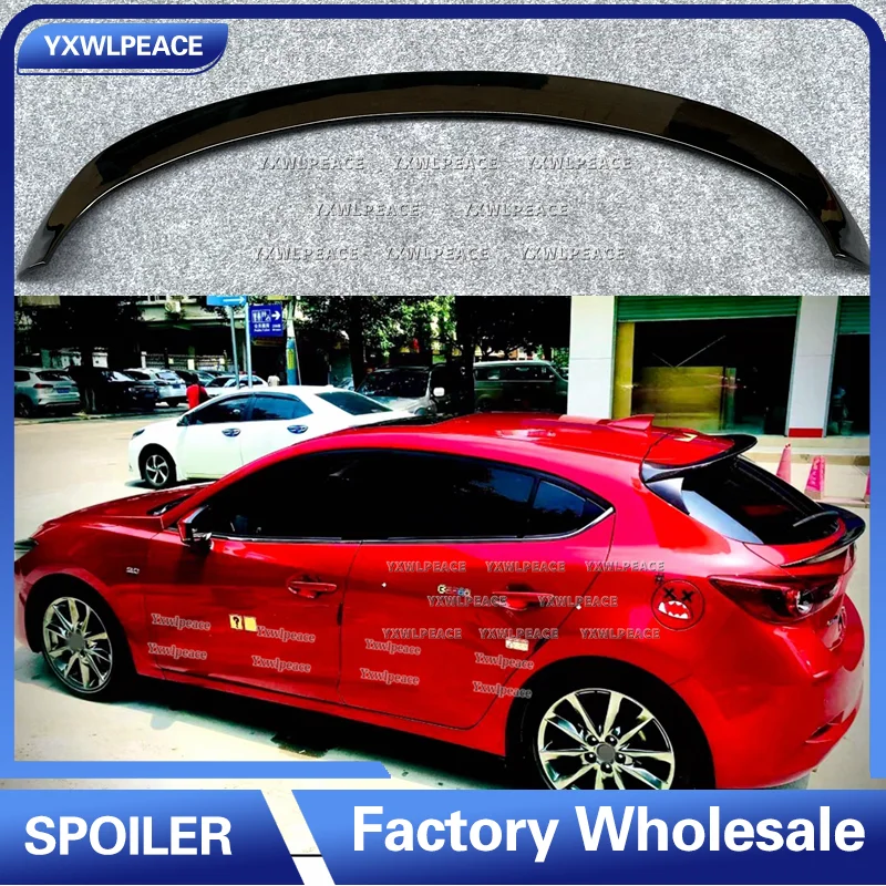 Для Mazda 3 Axela Hatchback 2014-2017 АБС-пластик неокрашенный цвет задний спойлер на крышу крышка багажника крылья комплект кузова аксессуары
