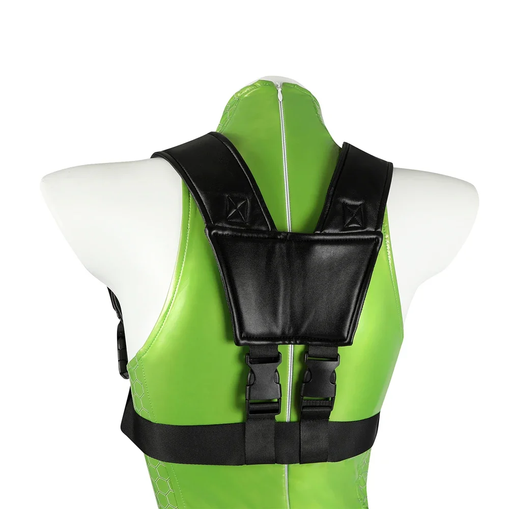 Super Sexy Cammy Cosplay Costume Street Fighter Sexy Green Bodysuit Leather Latex White Halloween Wig Carnival Stage Performance view 4