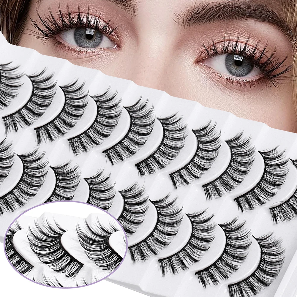 10 paires 3D doux vison cheveux Faux cils vaporeux moelleux épais longs Faux cils effet multicouche doux maquillage cils