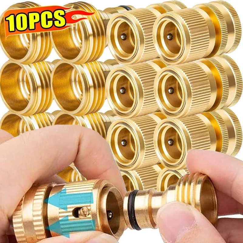 

Быстрый соединитель садового шланга, 4/6 точек, латунный, без утечек, соединитель садового шланга, адаптер-удлинитель для крана, фитинги для полива и орошения