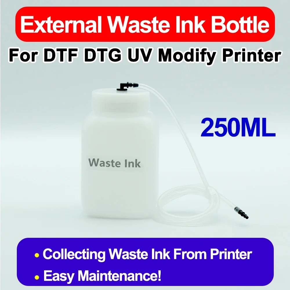 

External Waste Ink Bottle For DTF DTG UV Modify Printer Conversion Easy Maintanance With Tube For L18050 L8050 L1800 ET-8550