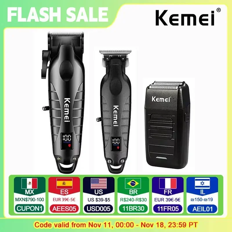 Kemei Hair Clipper Kit for Men Electric Shaver Hair Trimmer, Professional Cutting Machine KM-1102 KM-2293 KM-2290 Hair Clipper