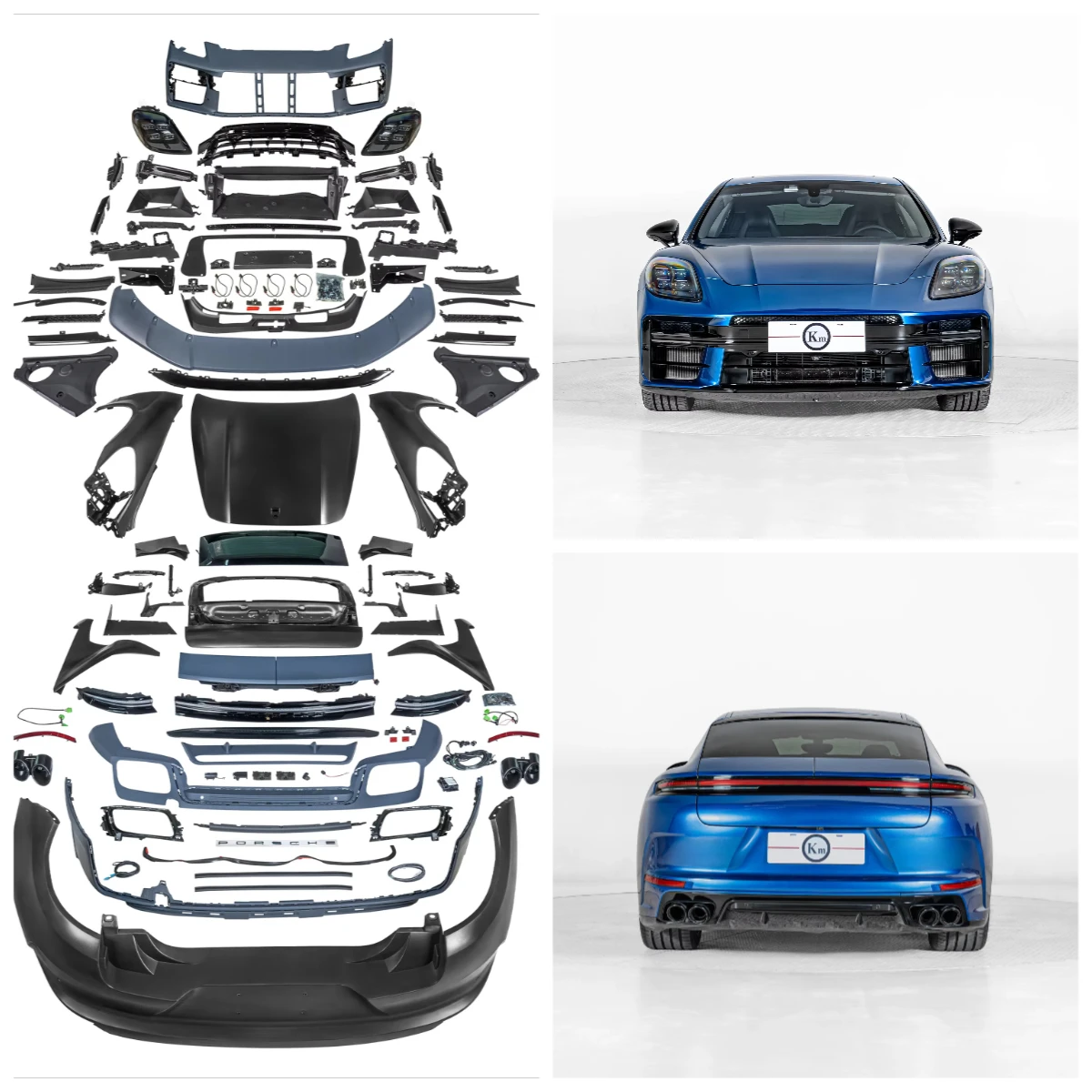 KM for 970.1 & 970.2 Upgrade 976 Style Auto Parts Old-to-new Front Bumper Rear Bumper 2011-2016 Year SD Style Sport Design