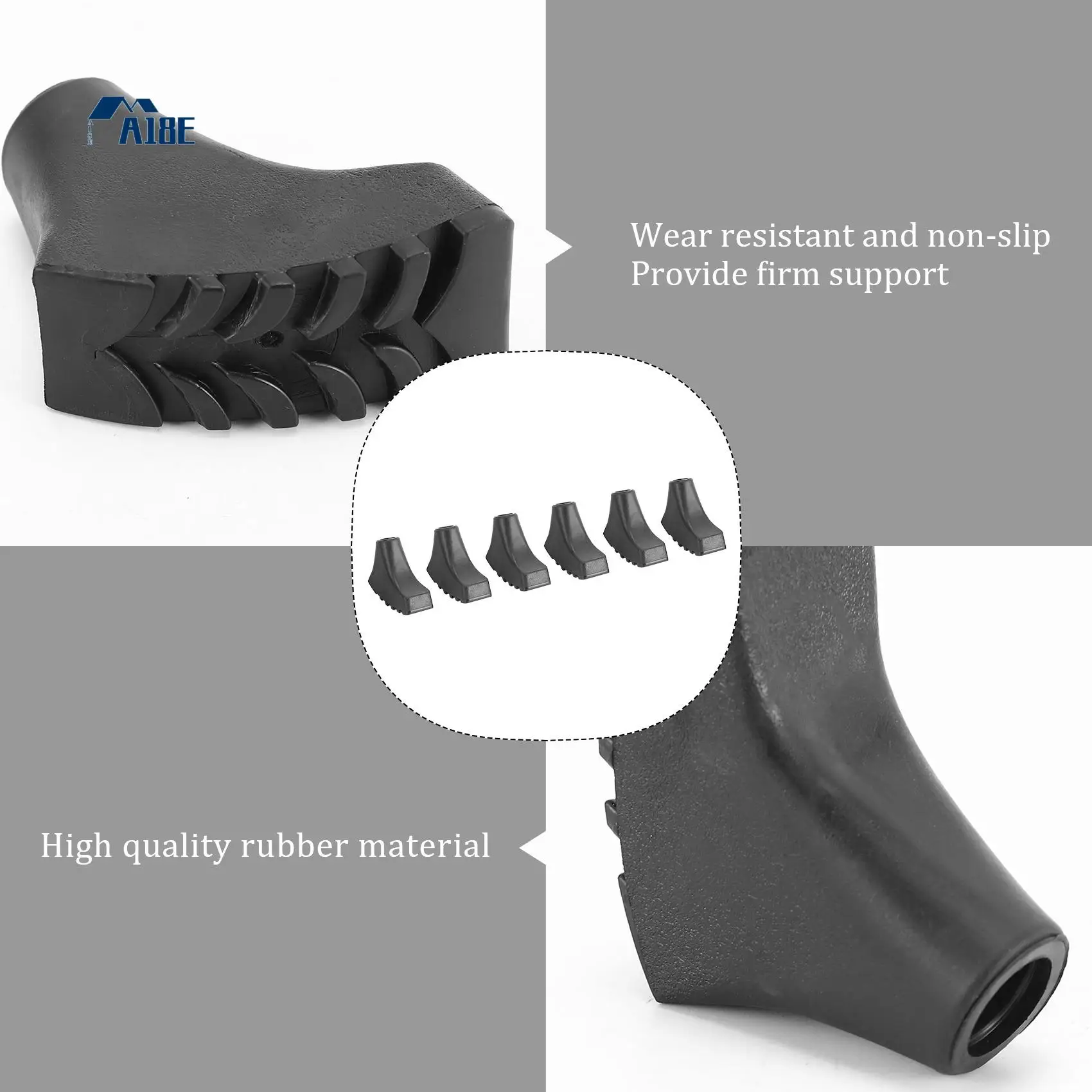 A18E-6 Pcs Walking Stick Caps Trekking Pole Caps And Replacement Tips End Alpenstock Head Cover For Hiking Trekking Stick
