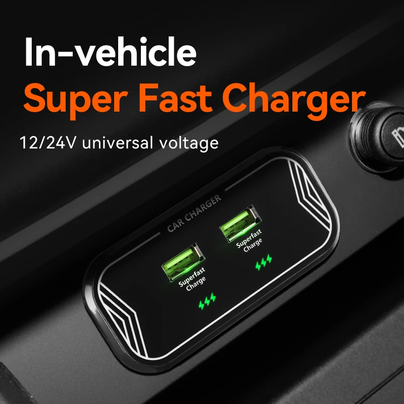 Super Fast Car Charger With Dual Port New Style Car USB Socket 12-24V Input 45W Outlet Presa Auto Independent Plug Wire Coche