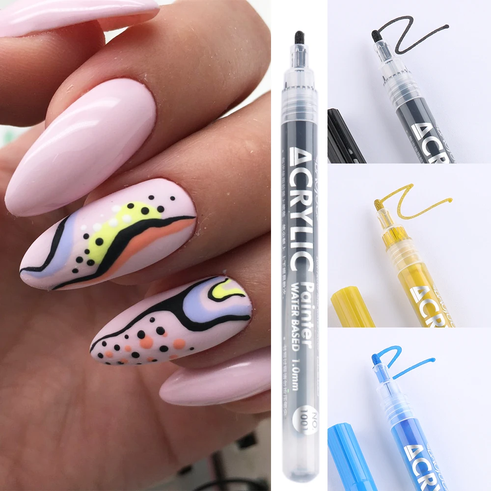 1Pcs Nail Art Graffiti Pen Waterproof Painting Marker Pen For Nails Neon Gel Polish Drawing Pencil Manicure Brushes NLTY01-12