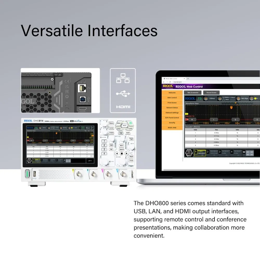 راسم الذبذبات الرقمي DHO812 نطاق تردد 100 ميجا هرتز + دقة عمودية 12 بت + أقصى قدر من معدل عينة 1.25 GSa/s - ترقية جديدة #5