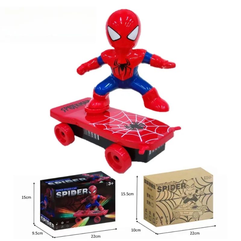 Marvel Legend Spider-Man Scooter Elétrico para Crianças, Roda Universal, Modelo Artesanal, Figuras de Brinquedo de Iluminação, Rolo 360 °, Presentes