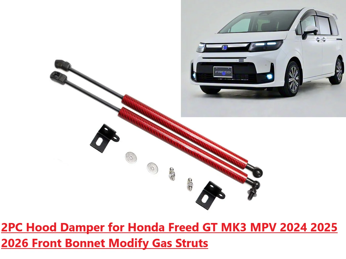 

2PC Hood Damper for Honda Freed GT MK3 MPV 2024 2025 2026 Front Bonnet Modify Gas Struts Lift Support Shock Absorber Piston Rods