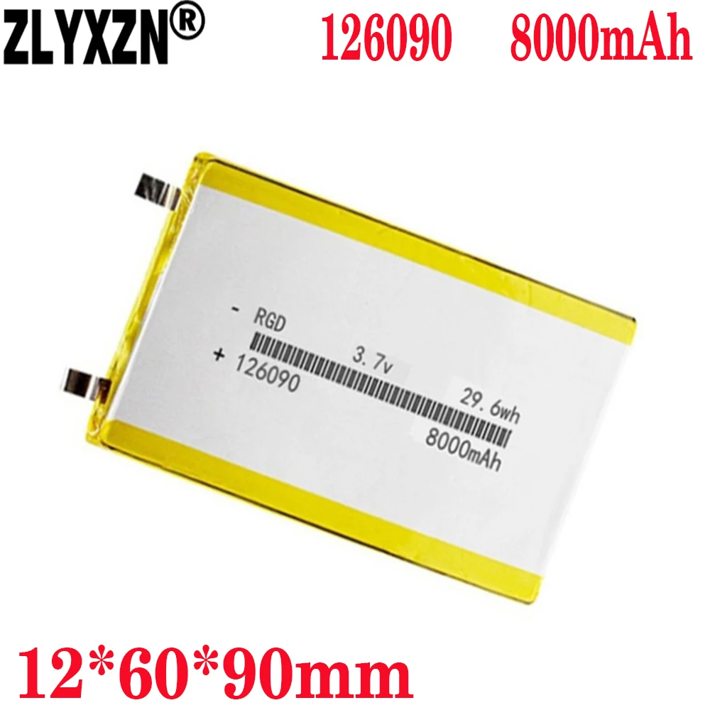 1-10PCS 3.7V 8000mAh 126090 LI PO Rechargeable Polymer Lithium Battery For PSP Navigation Ebook Speaker Notebook Power