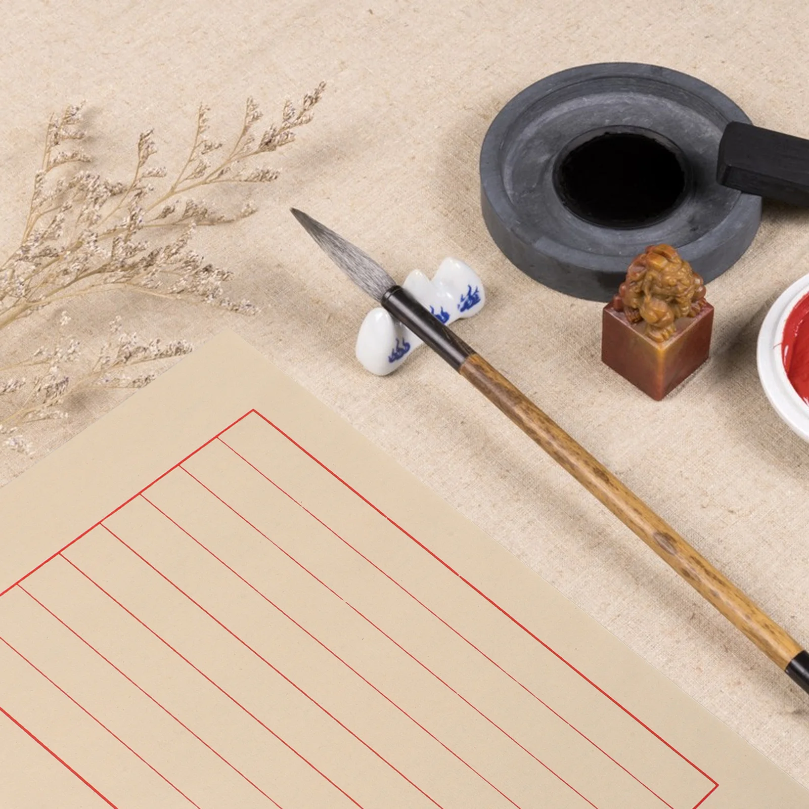 

50 Sheets Chinese Calligraphy Paper Thickened Durable Vintage Rice Paper for Writing Practice and Crafts Calligraphy Supplies