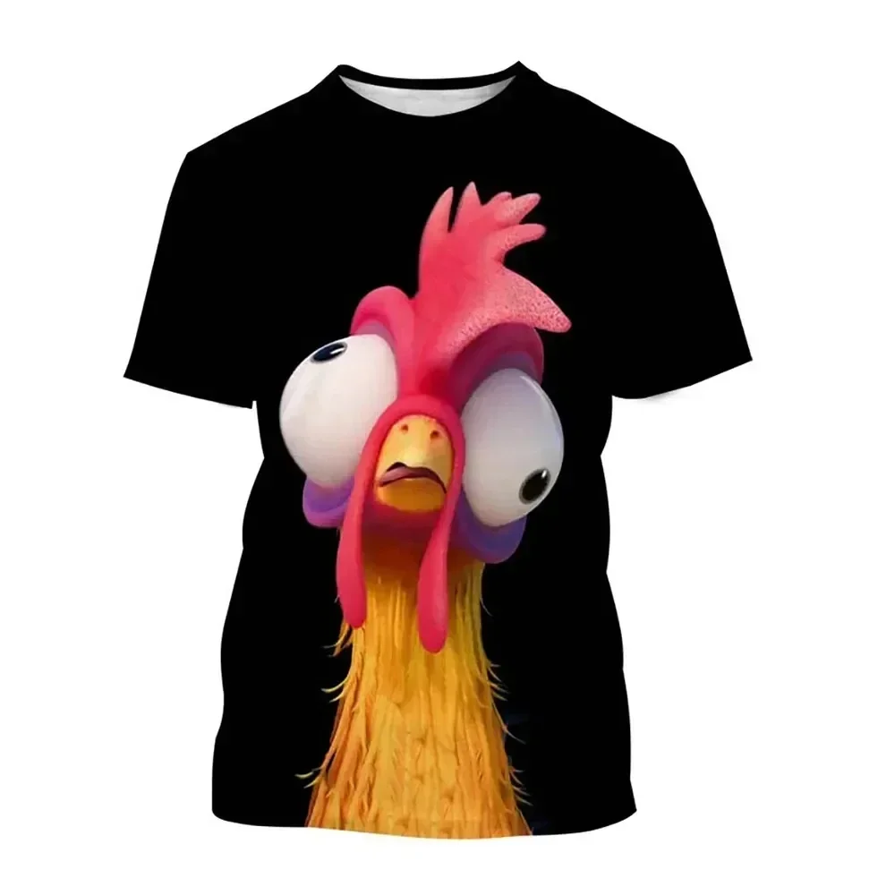 Sommermode Grafik-T-Shirt mit 3D-Hühnerdruck, Kurzarm, Rundhals, Unisex, Lustiges Cooles Hühner-T-Shirt, Lässige Oberteile