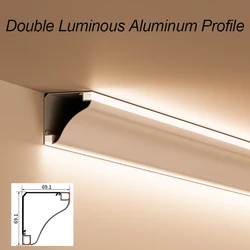 Éclairage linéaire d'angle de plafond de salon de profil de LED en aluminium, lavage de mur, ligne Shoous de gypse, profil de réflecteur d'éclairage