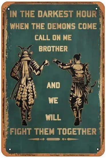 Muecddoa Tin Signs Vintage Kitchen Signs Wall Decor Poster samurai call on me and we will fight them together Funny Tin-aluminum