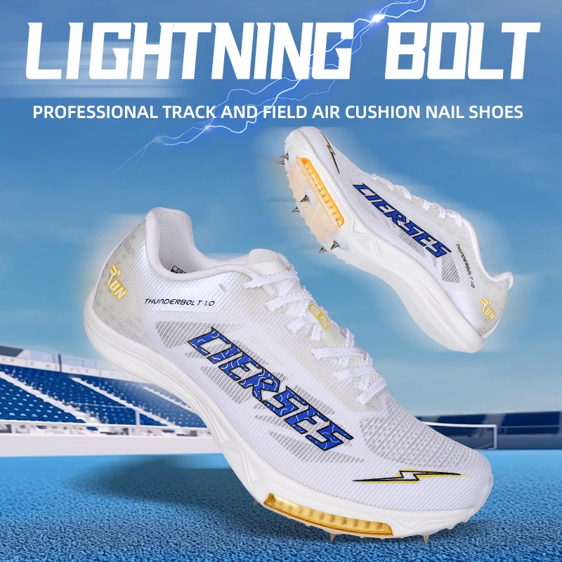 Carbon Plate Air Cushion Track and Field Shoes Men Spikes Track Race Jumping Sneakers Professional Running Nail  Shoes Boys