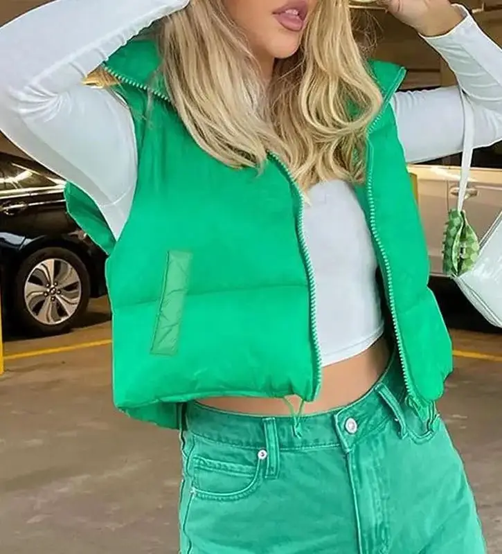 

Женский зимний теплый укороченный жилет-пуховик с хлопковой подкладкой и подставкой Cleanfit Sle ort Верхняя одежда для женщин среднего возраста