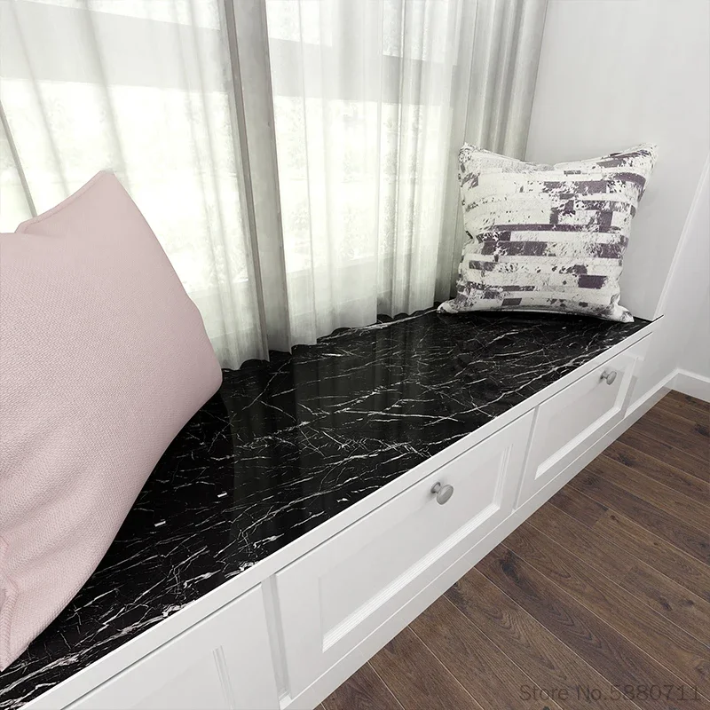 Black Marble Waterproof Oil-proof Self Adhesive Vinyl Wallpaper Wall Stickers Bedroom Bathroom Kitchen Cabinet Furniture Recap