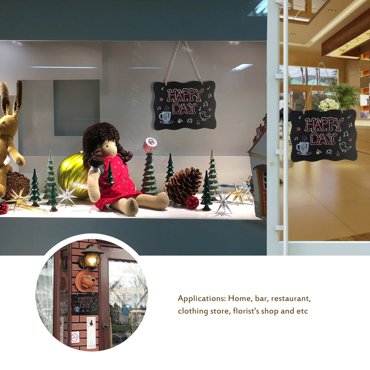 2 قطعة لوحة رسائل خشبية على الوجهين السبورة الإبداعية قلادة الحرف سطح أملس متموجة حافة السبورة لحديقة المطبخ