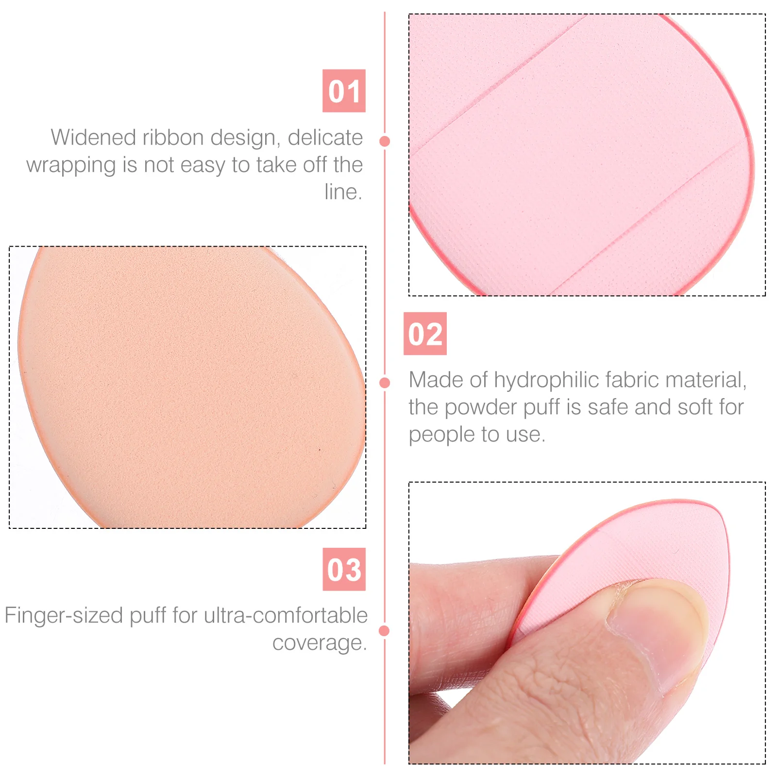 20Pcs Dry Wet Dual Use Makeup Puff Mini Powder Puff Strap Compact Size Makeup Sponge Face Concealer Applicator Beauty Tool