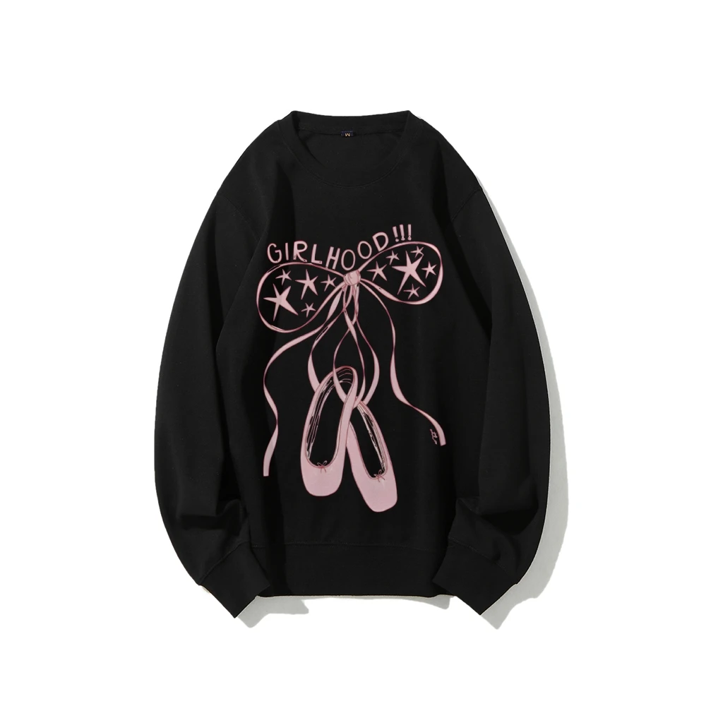

Y2K Graphic Sweatshirt Ballet Shoe Sweatshirt 100% Cotton, High Quality Oversize Sweatshirt Pink Ballet Shoes Y2K Vibe