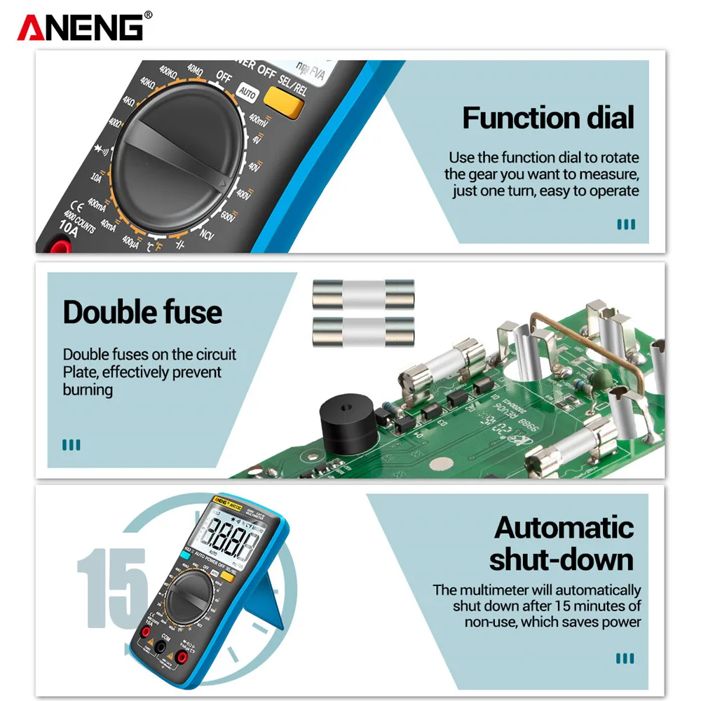 ANENG AN113C/E 4000 liczy cyfrowy profesjonalny multimetr Eletric automatyczna klimatyzacja/napięcie prądu stałego Tester prądu Ohm amperomierz