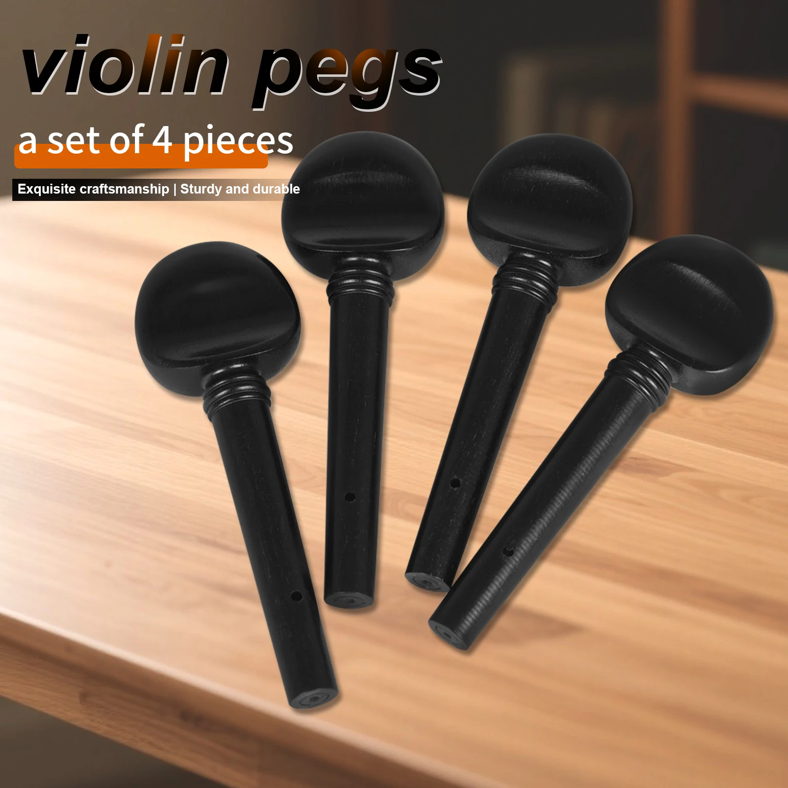 4/4 مجموعة أوتاد ضبط الكمان على الطراز العتيق منحوتة يدويًا من خشب الورد/الأبنوس ملحقات بديلة لسطح أملس للكمان