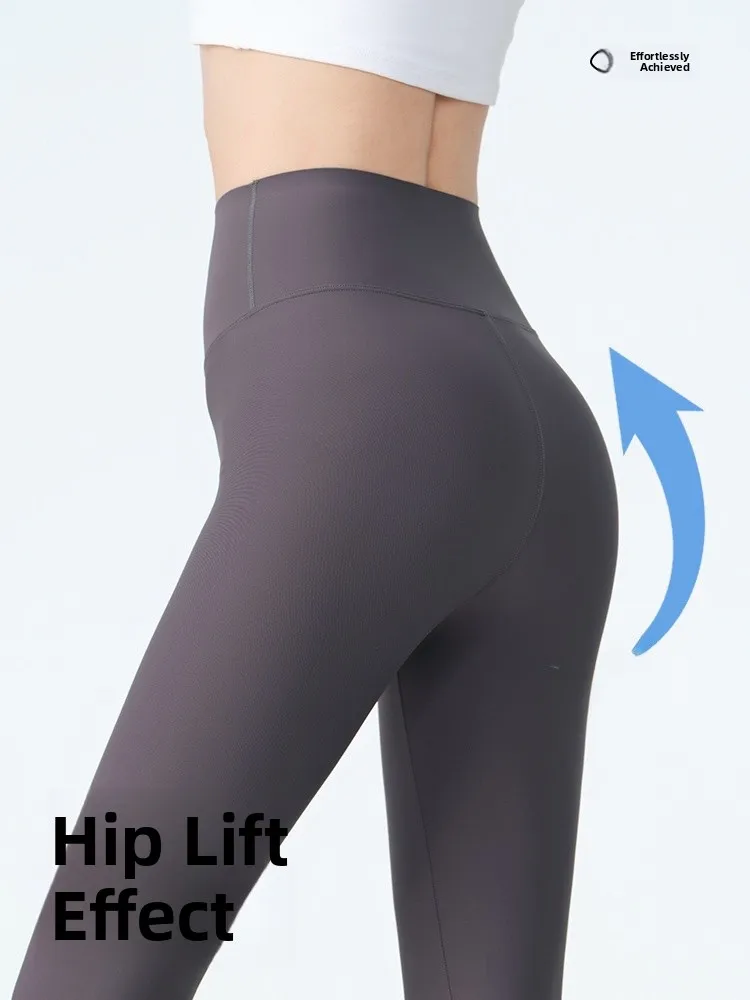 سراويل يوجا نسائية عالية الخصر بطول 7/9 رفيعة للغاية وضيقة وطبقة أساسية مرنة للتحكم في البطن ورفع المؤخرة...