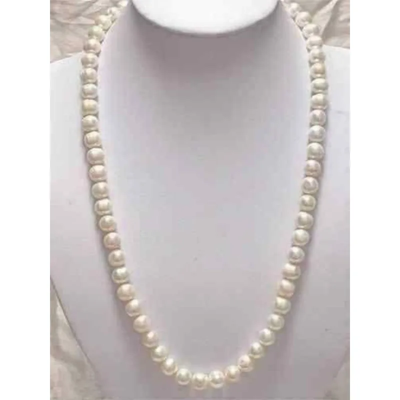 22 20 18inch GENUINE NATURAL AAA+ 9-8MM WHITE AKOYA PEARL WOMEN'S NECKLACE 14K GOLD