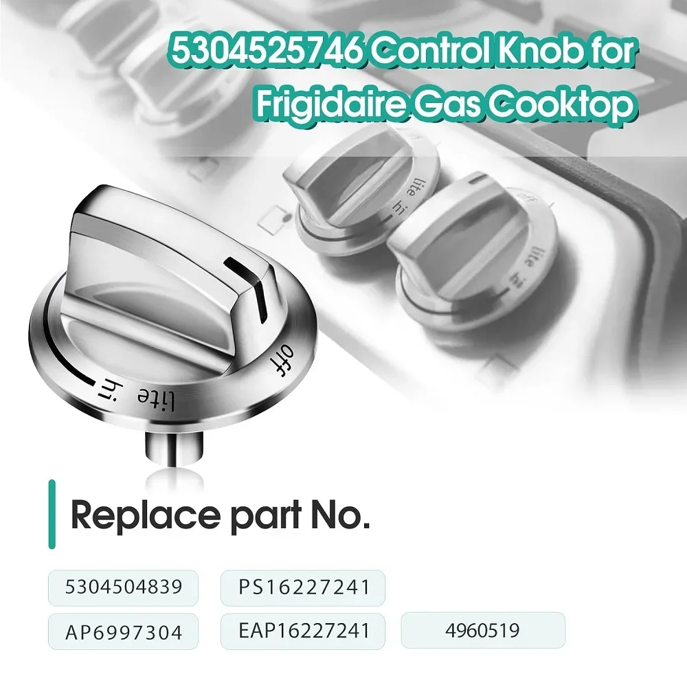 4 упаковки 5304525746   Ручки газовой плиты для Fridgidaire FFGC3026SS FFGC3626SS и т. д., ручка управления диапазоном горелки 5304504839 4960519