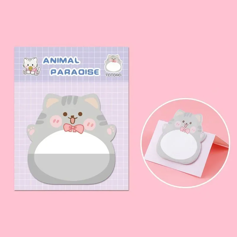 1 Piece  Adhesive Kawaii Cartoon Animals Sticky Notes Notepad Memo Pad Office School Supplies Stationery Sticker