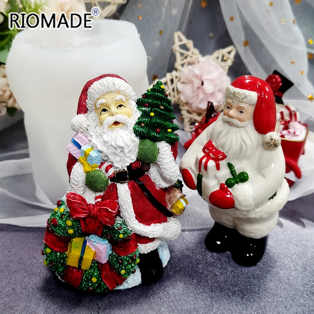 New 3D Santa Claus Candle Mold Christmas Decor Ornaments Silicone Mould DIY Crafts Aromatherapy Gypsum Resin Clays Making Tools