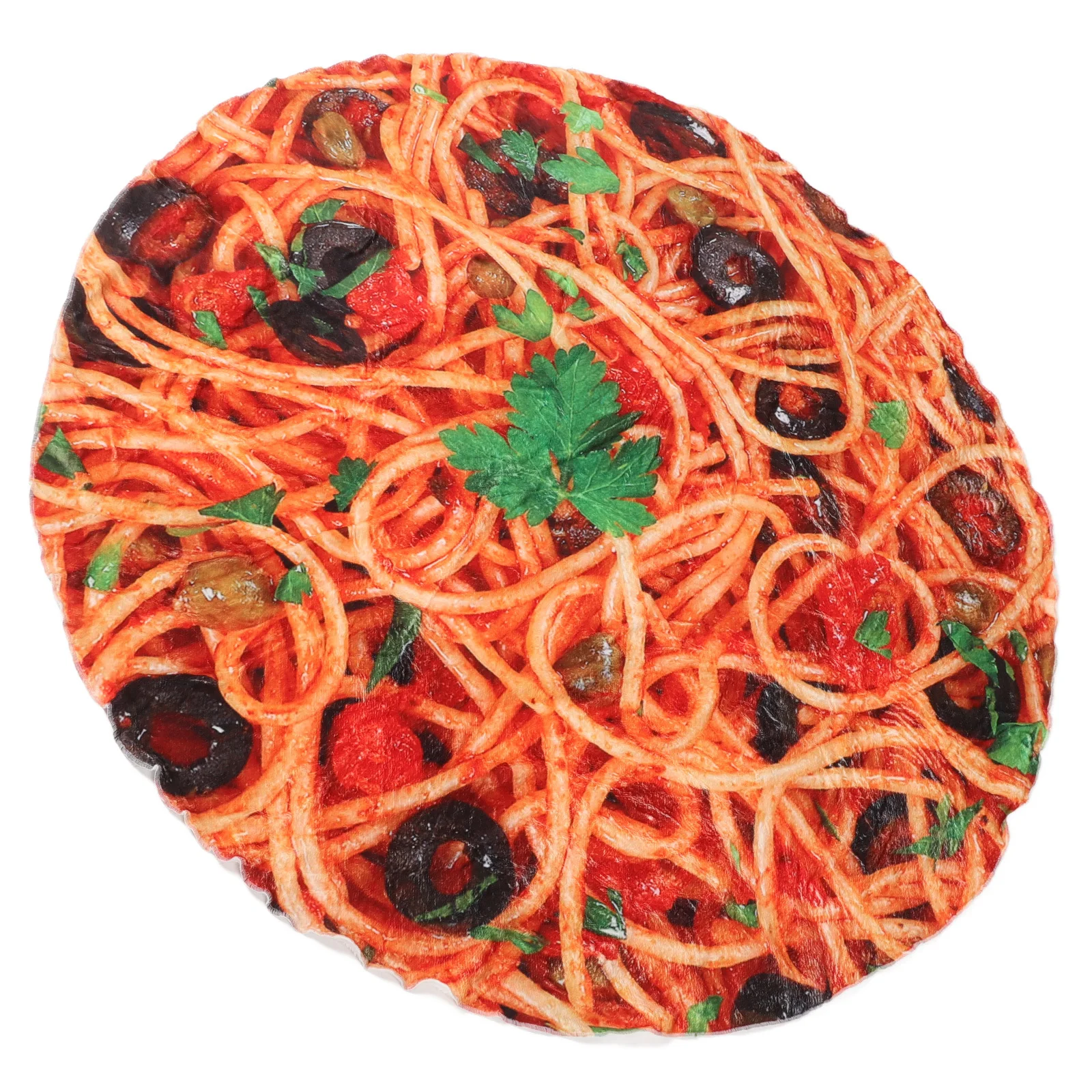 

Cozy Pizza Themed Blanket Soft Flannel Round Throw for Home Outdoor Use Fun Noodle Print for Kids Adults Portable Foldable