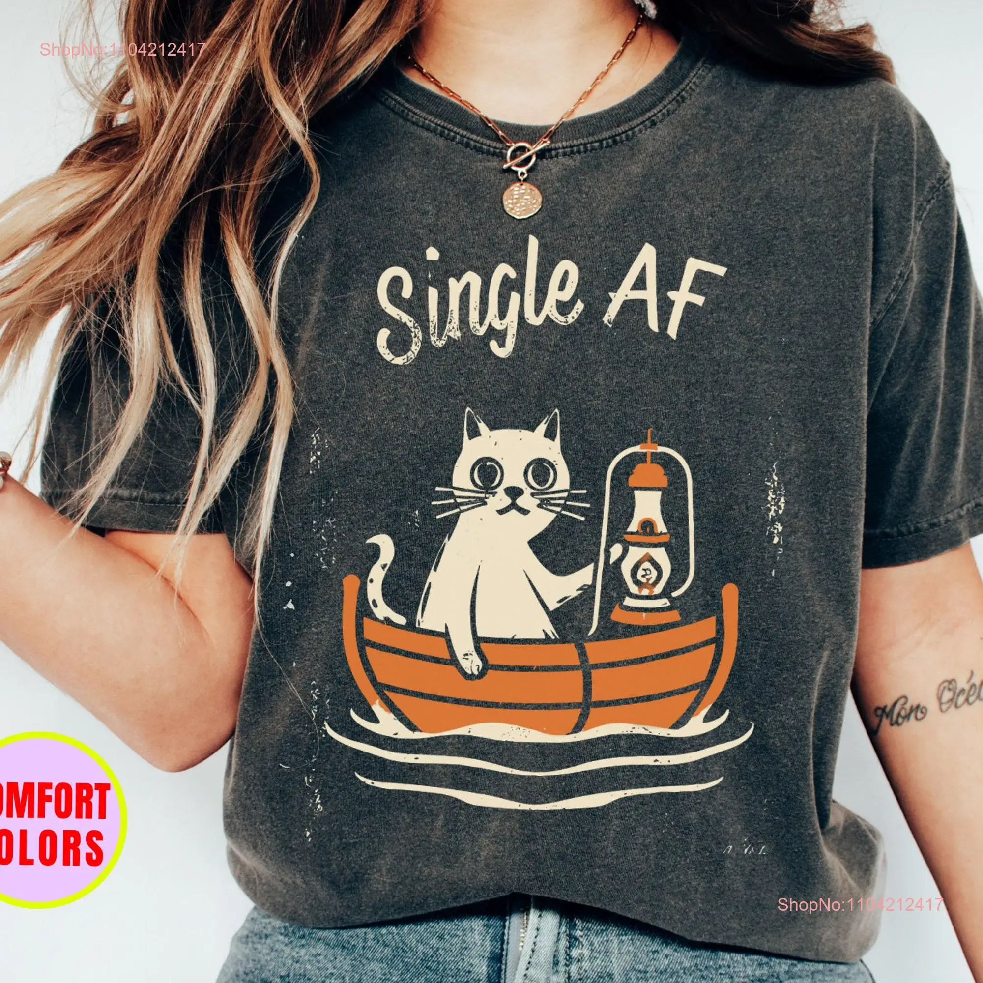 Funny Cat T Shirt Single AF Valentine Retro Unique Screenprint Love For Galentines Best Friend Bestseller Comfort Colors