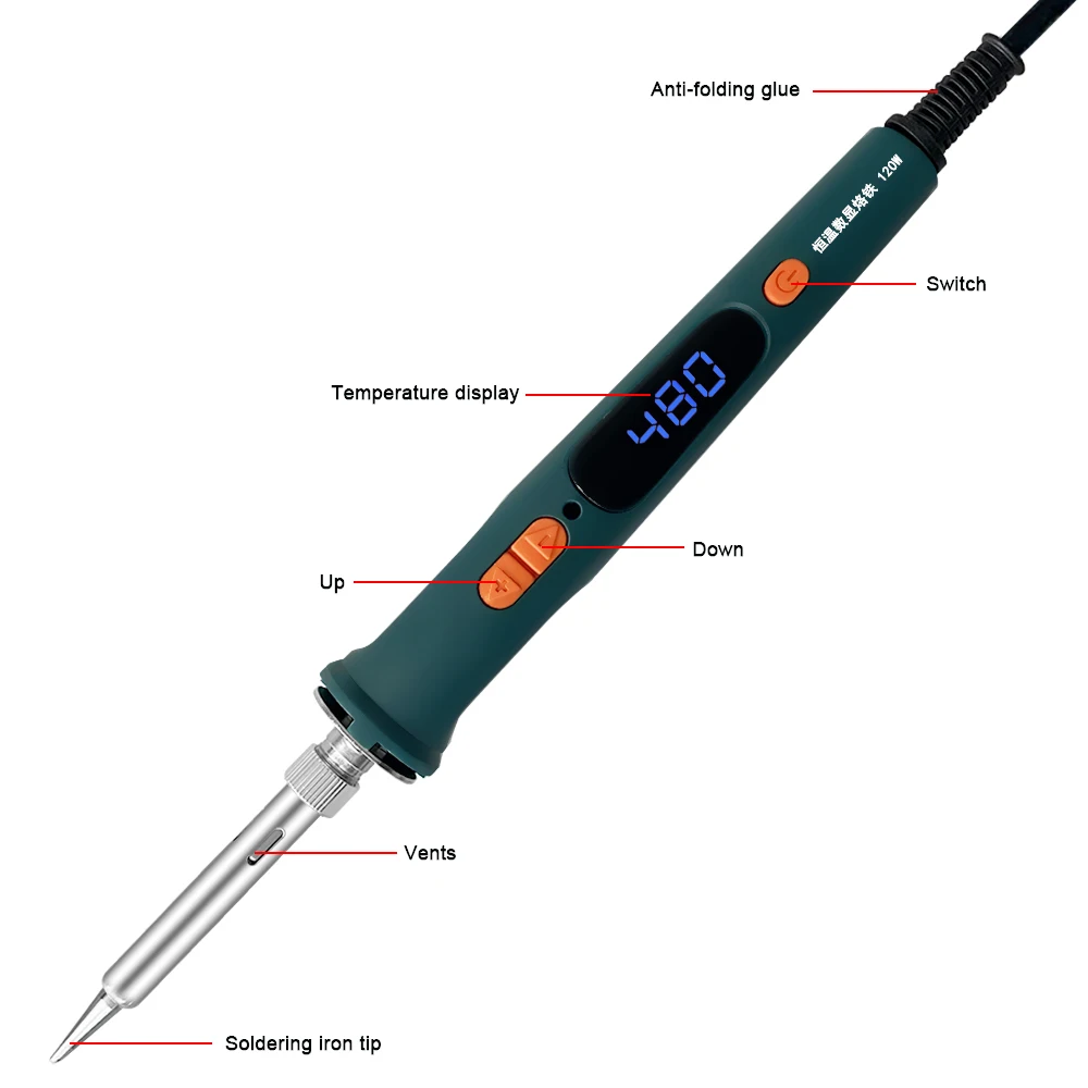 Juego de Herramientas de soldadura de reparación de hierro digital, 100W, 120W, soldador eléctrico, doble calibración de temperatura, 200-600C, 907S