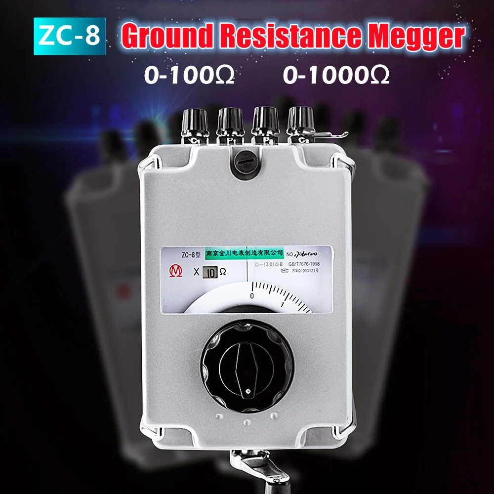 

ZC-8 Ground Resistance Megameter 100Ω 1000Ω Earth Resistance Tester Hand Operated Ground Resistance Meter Lightning Protection