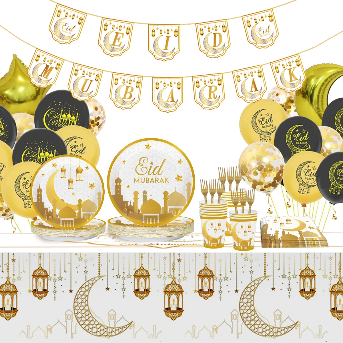 Décorations du Ramadan pour l\'EID Mubarak, fournitures de fête du Ramadan Kareem, bannière de ballons, décor musulman islamique d\'Aïd Al Adha,