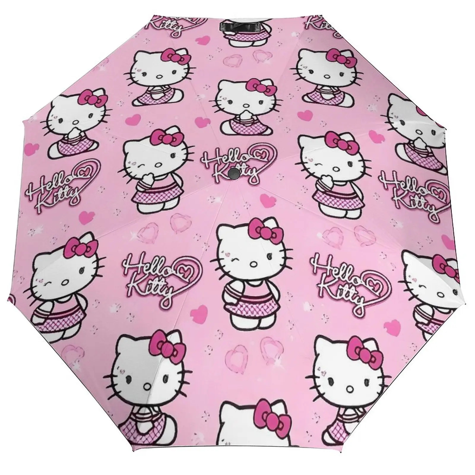 

Японский зонт Hello Kitty Kawaii с мультяшным котом, тройной автоматический зонт от солнца для мужчин и женщин, складной внешний зонт с художественным принтом