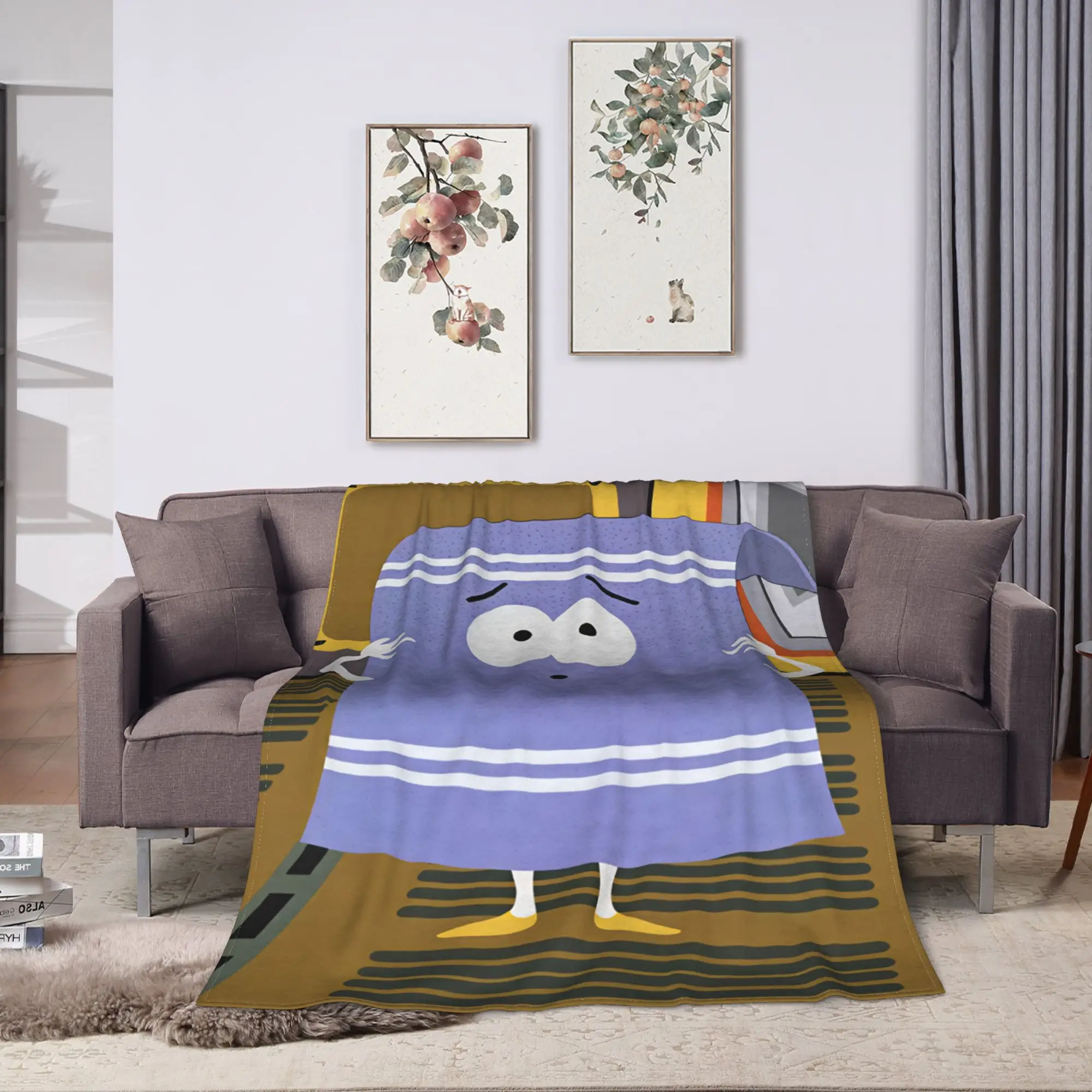 South Cartoon Park Towelie Flannel Blanket  Warm Soft Throw Blanket for Living Room Travel Office Funny Bedspread Sofa Bed Cover