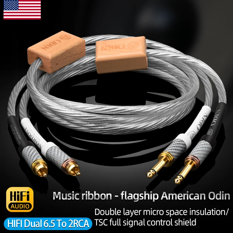 Odin Hifi RCA to 6.5 Audio Cable High Density Pure silver Dual 6.35mm to Dual RCA Cord for Mixer Console Amplifier Speaker Sound