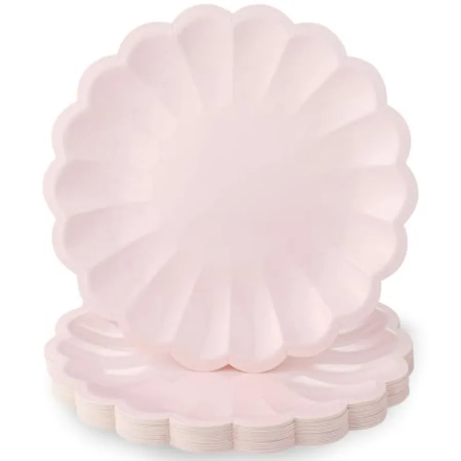 30 Pcs Paper Plates 9.5 In Light Plates Disposable Heavy Duty 350gms Fancy Plate Scalloped Party Plate with Shell Edge for Wedd