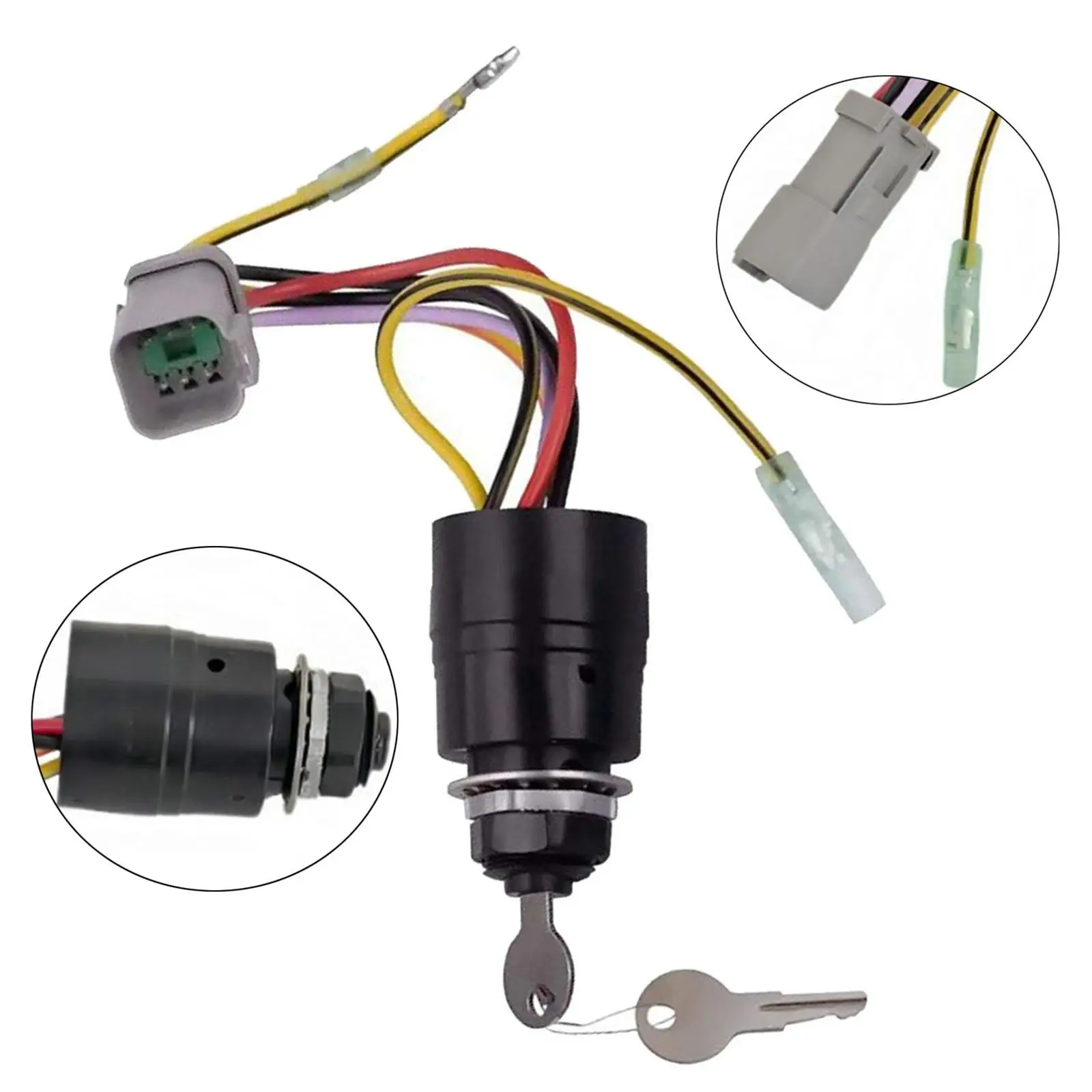 

129572 Boat Motor Ignition Switch Assembly with Key Starter Three Position Control for Outboard Engines