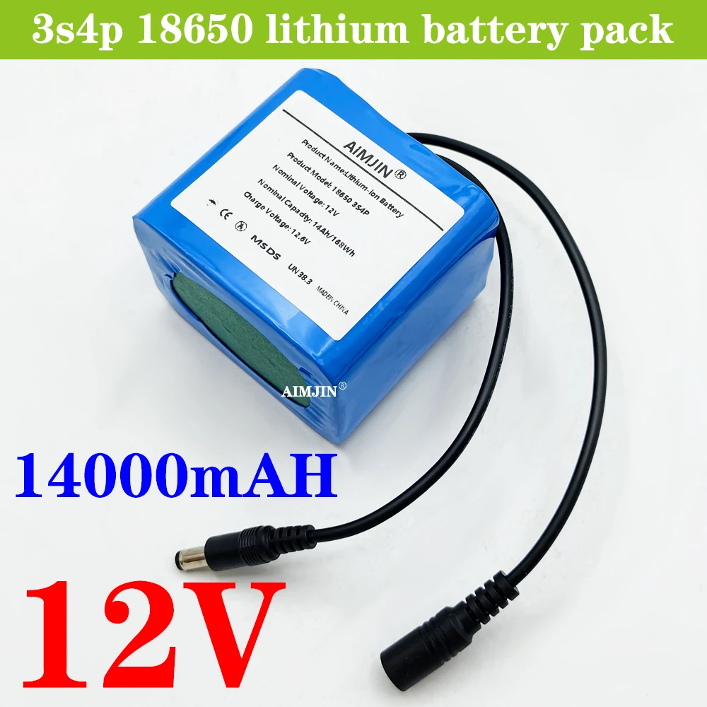 

12V 3S4P 14000mah battery 18650 Li-ion 14Ah Rechargeable batteries with BMS Lithium Battery packs Protection Board