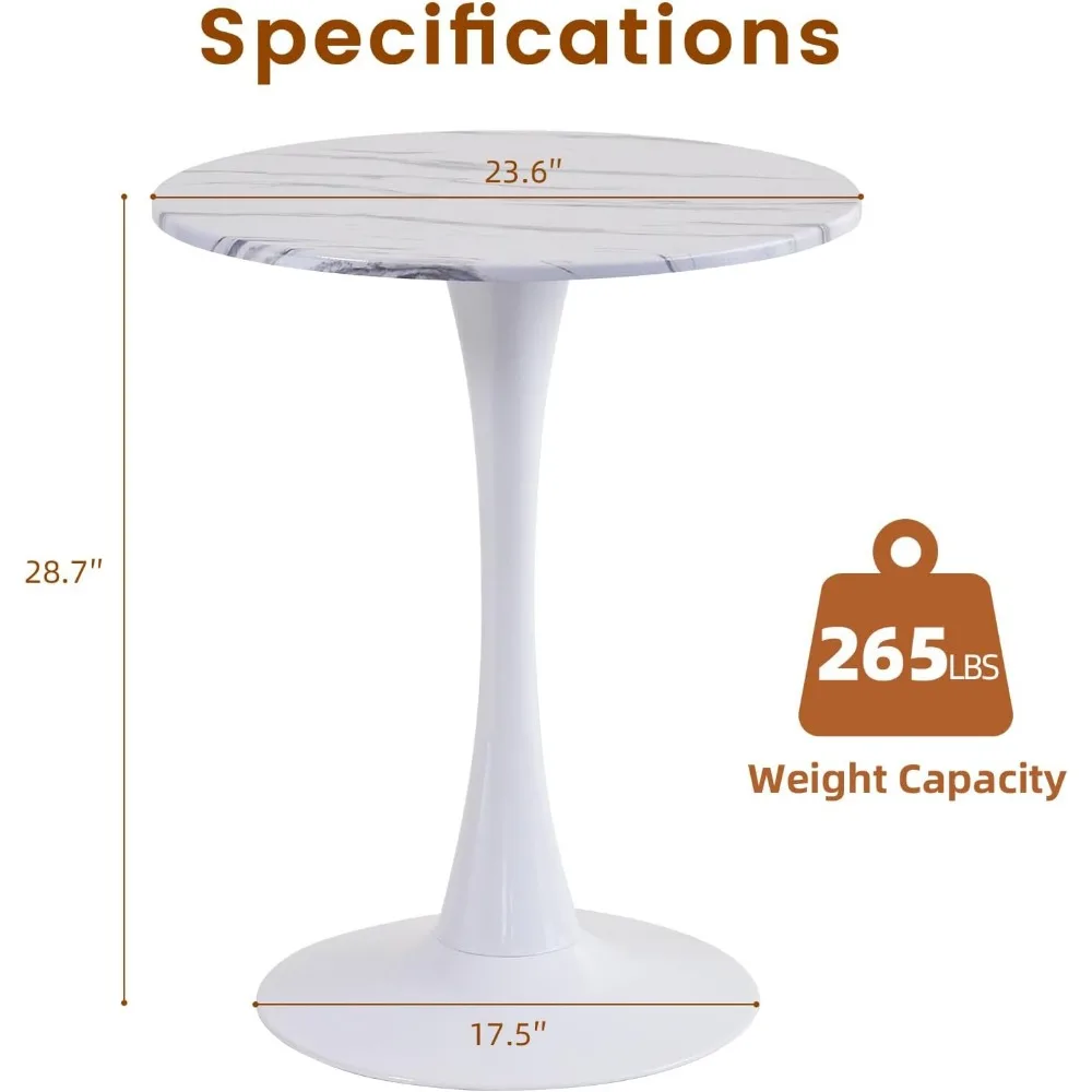 Contemporary Round Dining Table, Sleek Tulip-Inspired Kitchen Table, Mid-Century Modern Metal Base Table for Compact Spaces