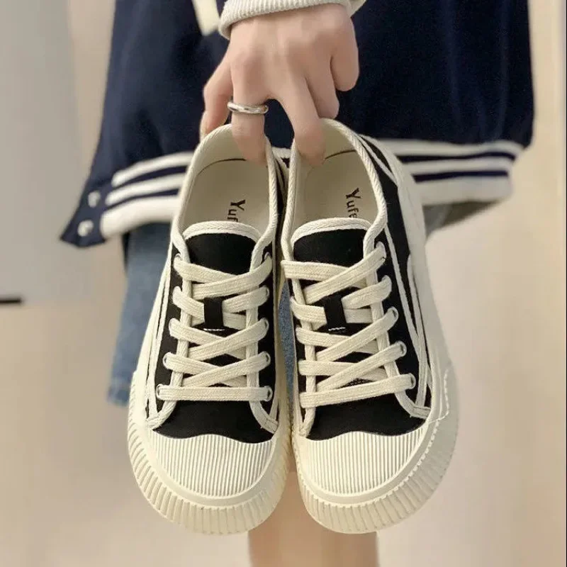 Women's Casual Vintage Shoes 35-42 Wide Fat Feet 41 Thick Bottom Canva Shoes Women's Biscuits Board 42