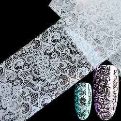 Cool Lace Nail Foil Sticker White Black Flower Pattern Swirl Vines Nail Art Design Glue Transfer Decal Foil Manicure Supplies